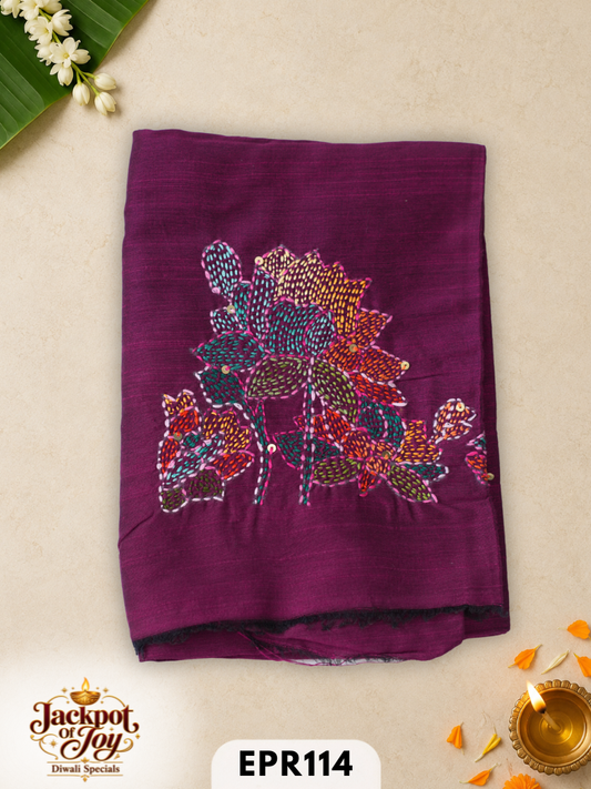 Raw silk with Kantha Blouse