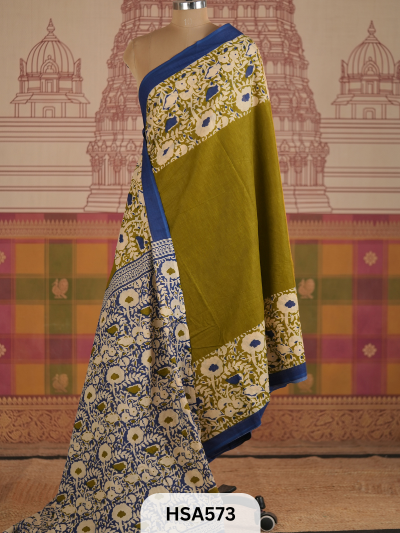 COTTON AJRAKH HANDBLOCK SAREE