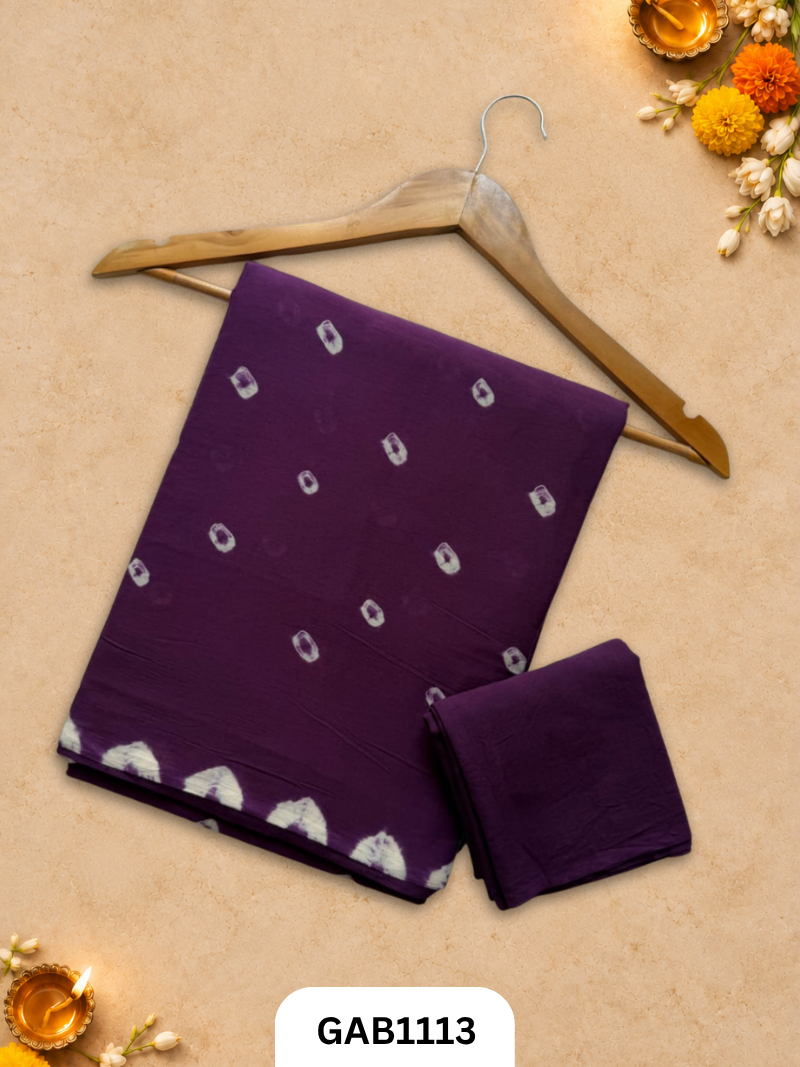 Bagru Handblock Print Mulmul Cotton Saree With Blouse