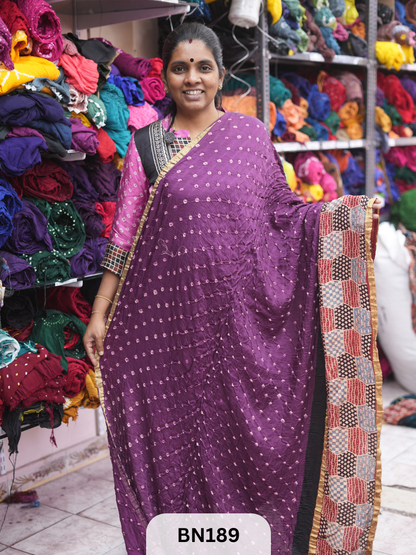 AJRAKH BANDHEJ WITH SKIRT BORDER SAREES | MODAL GAJI FABRIC