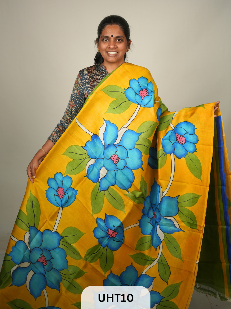 PURE MURSHIDABAD HANDPAINTED SAREE - PARTLY PALLU