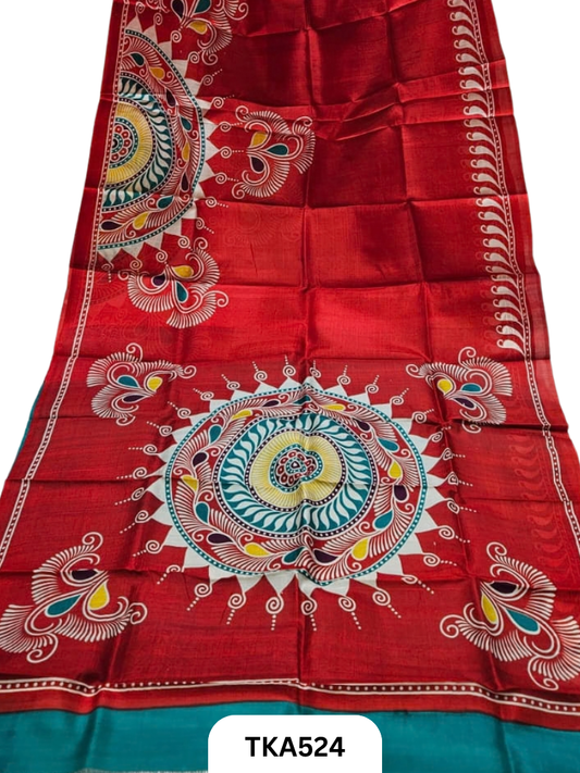 Murshidabad Silk Block Printing Saree