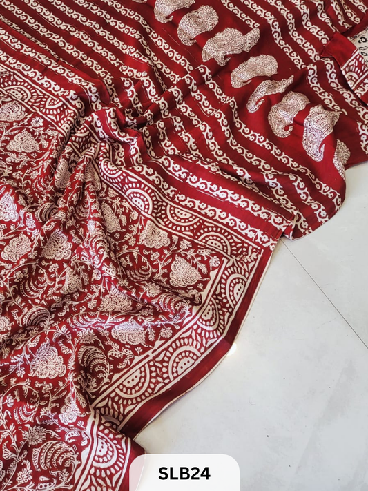 NASPHAL AJRAKH VANASPATHI MODAL HANDBLOCK PRINT SAREE