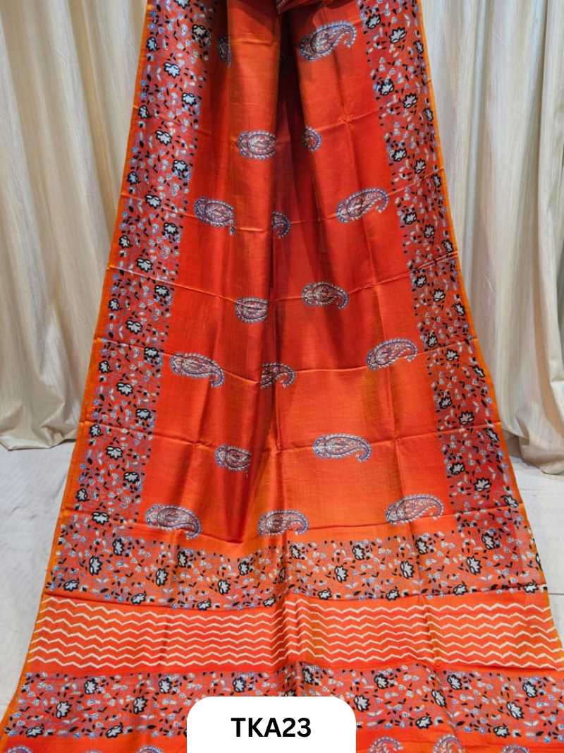 Pure Bishnupuri Silk Dual Shade Handblock