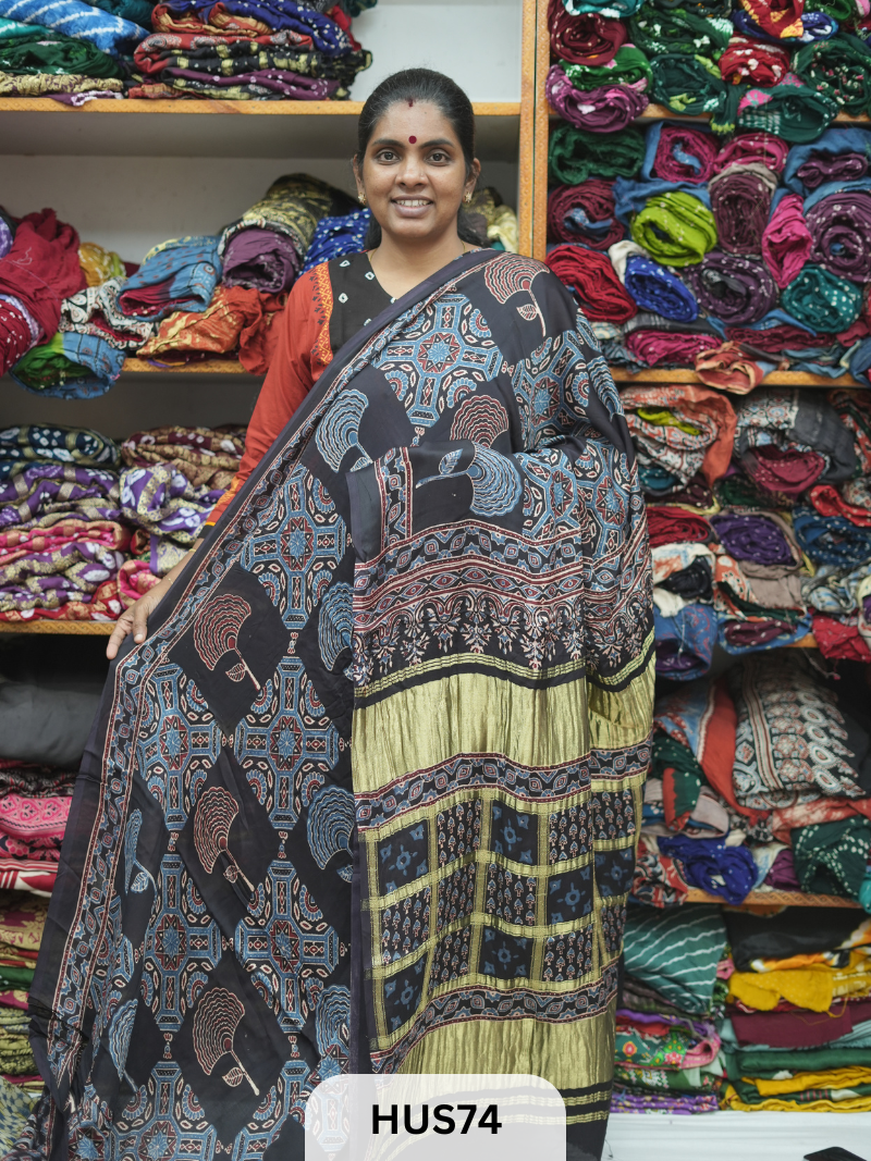 VISCOSE AJRAKH WITH GHARCHOLA PALLU