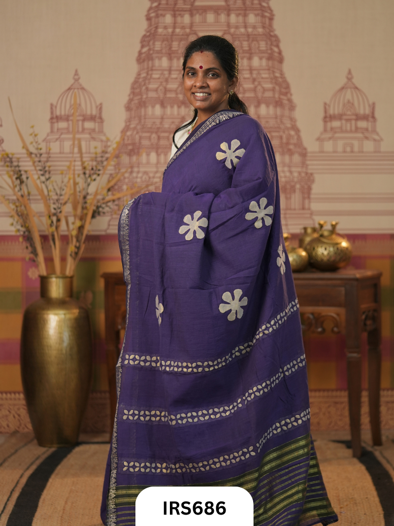 Chettinadu Saree With Barmer Aplique Work