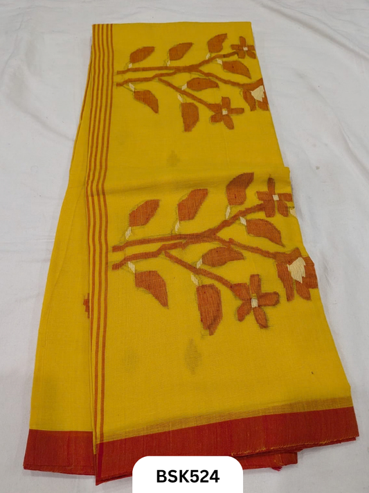 Handloom Pure Mul Cotton With Jamdhani Weave Saree