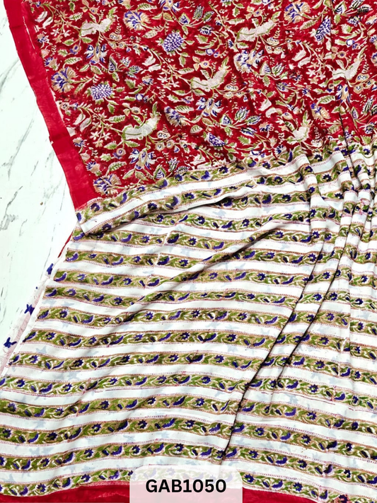 Premium Hand Block Printed Georgette Sarees with Blouse