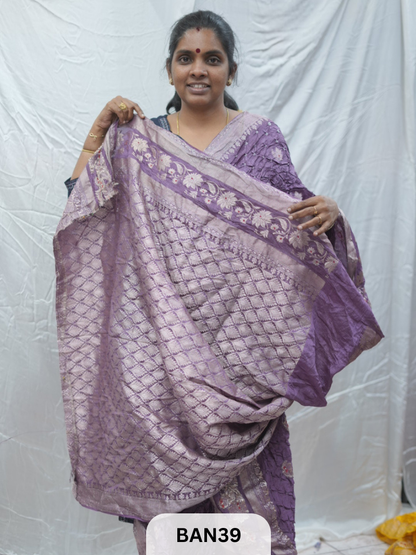PURE RAW SILK WITH MEENAKARI BUTTA BANDHINI SAREE