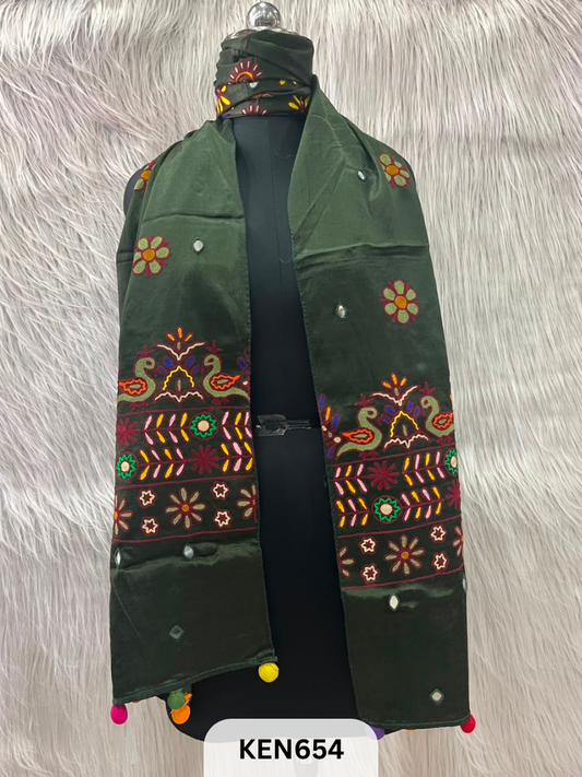 MUSHRU HAND AARI WORK WITH MIRROR WORK STOLE