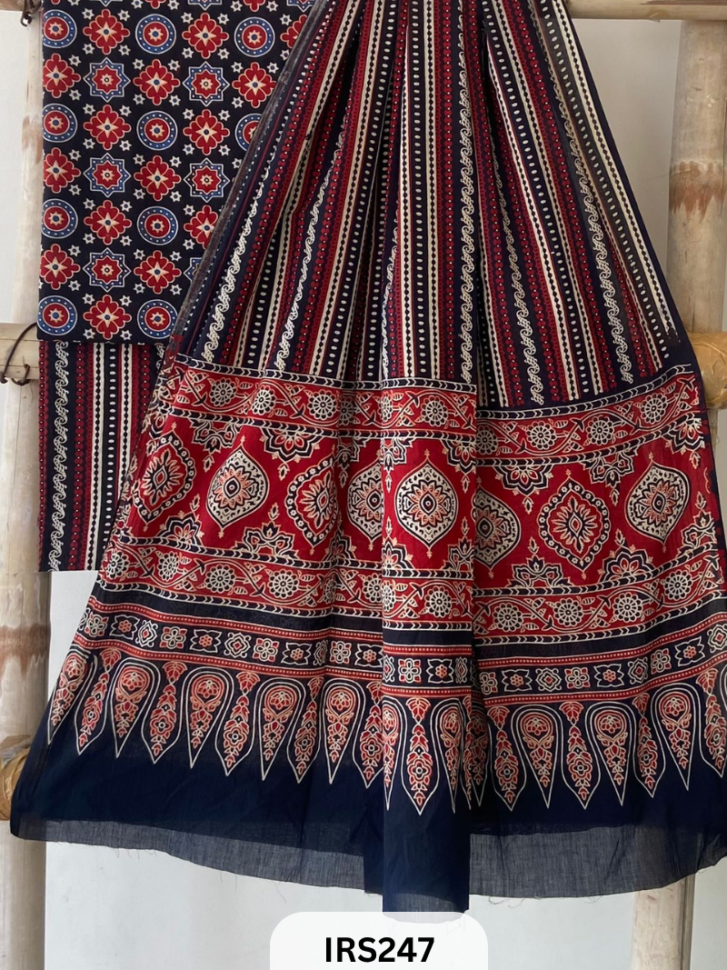 PURE COTTON FABRIC WITH AJRAKH PRINT DESIGNER SALWAR SUIT WITH AJRAKH PRINT BOTTOM