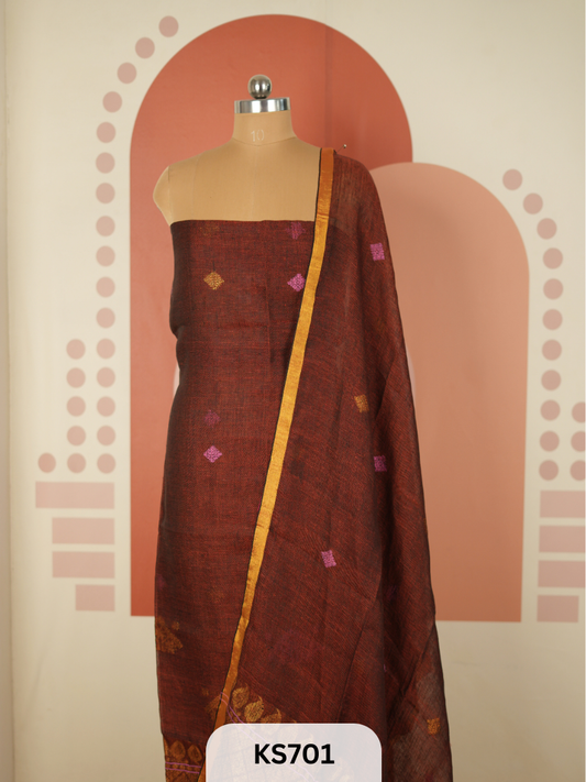 JAMDHANI LINEN TOP WITH DUPATTA