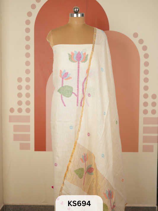 JAMDHANI LINEN TOP WITH DUPATTA