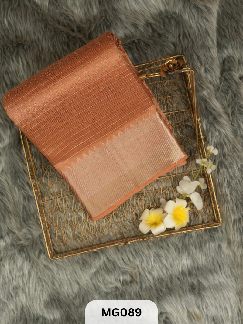 Handloom Mangalgiri pattu zari check saree
