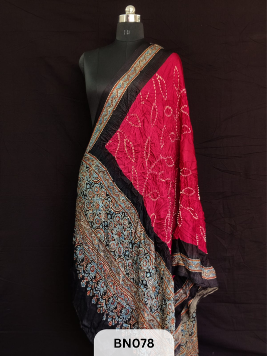 AJRAKH BANDHANI BORDER AAMBADAL DUPATTA