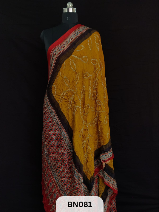 AJRAKH BANDHANI BORDER AAMBADAL DUPATTA