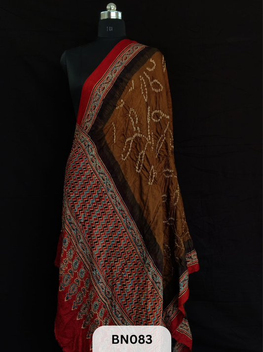 AJRAKH BANDHANI BORDER AAMBADAL DUPATTA