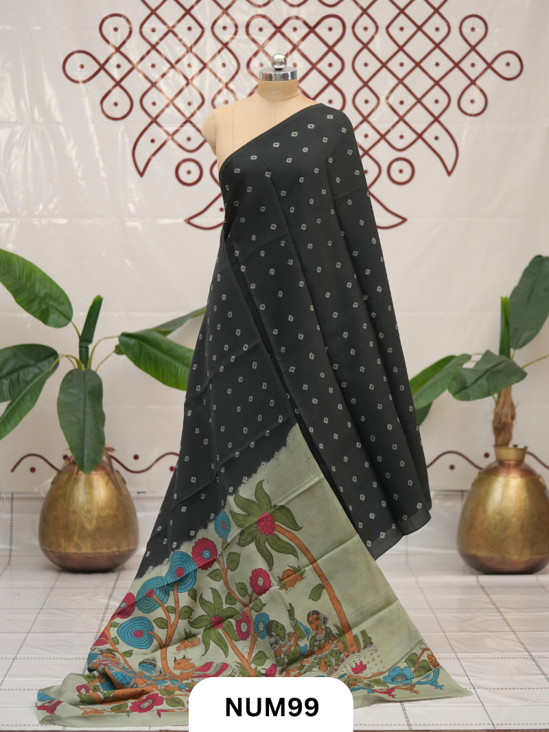 Modal Bandhini With Pure Penkalamkari Pallu And Blouse