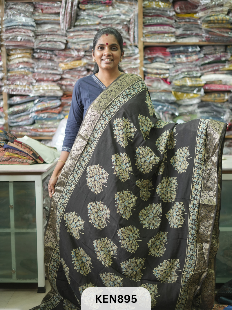 DOLA SILK AJRAKH HANDBLOCK RICH PALLU SAREE