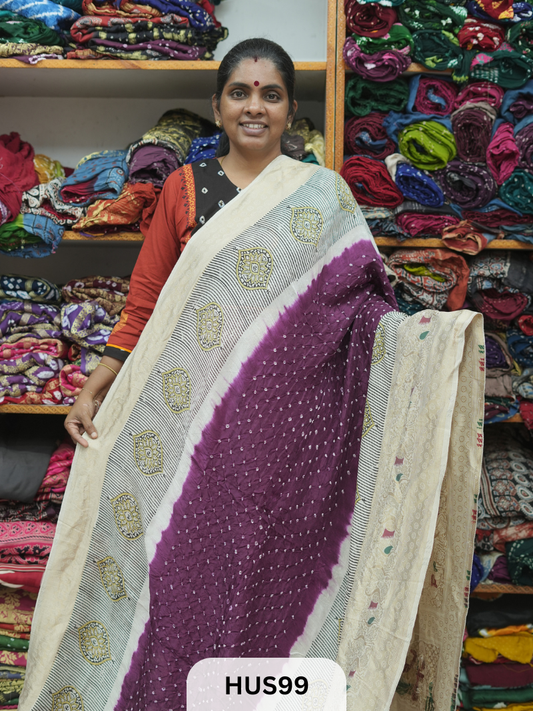 PURE DOLA SILK WITH AJRAKH MINAKARI PALLU
