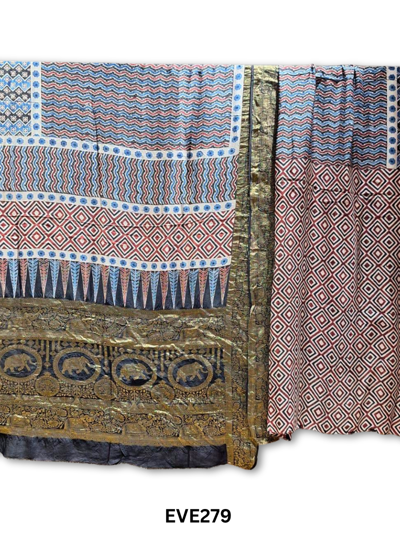 Dola Silk Ajrakh Saree