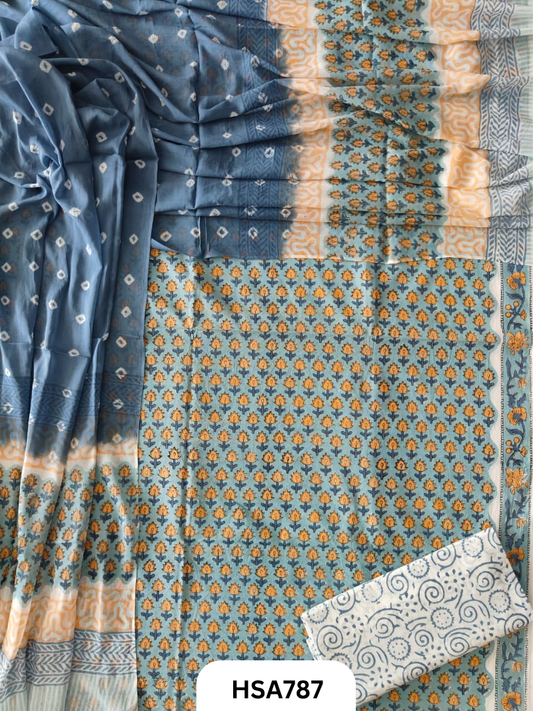 Exclusive Bandhej Handblock Print Salwar Suit 3pcs