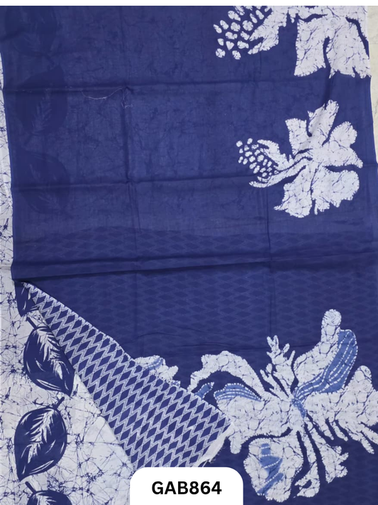 Bagru Block Print Cotton Mulmul Sarees With Running Blouse