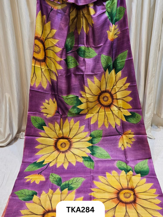 PURE HANDOWEN TUSSAR HAND PAINTED SAREE