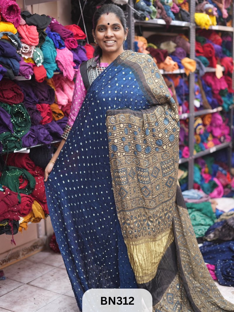 MODAL GAJI - AJRAKH BANDHINI SAREE