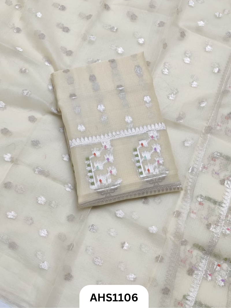 Pure Silk Kota Weaving Two Piece Dress Material  Heavy Weaving Dupatta & Kurta