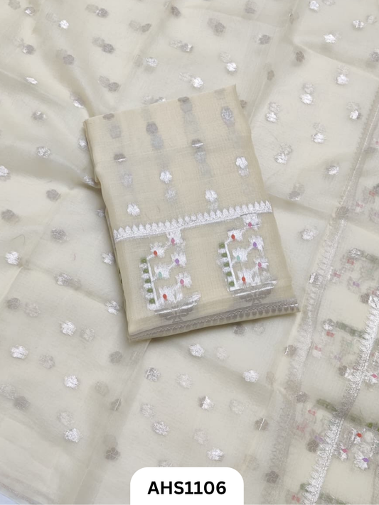 Pure Silk Kota Weaving Two Piece Dress Material  Heavy Weaving Dupatta & Kurta