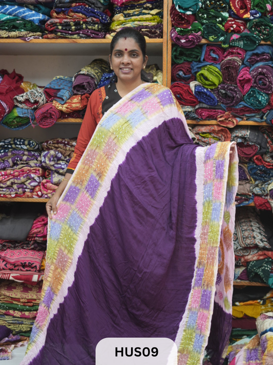 PURE MODAL WITH CHECKS MULTI COLOUR BORDER