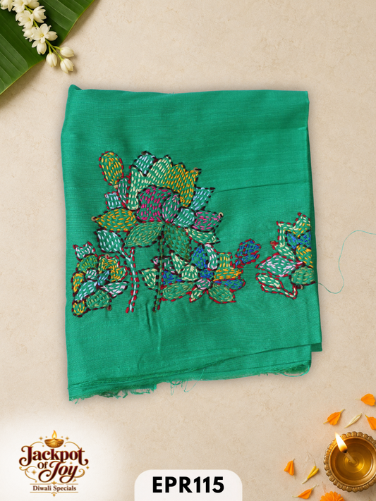 Raw silk with Kantha Blouse