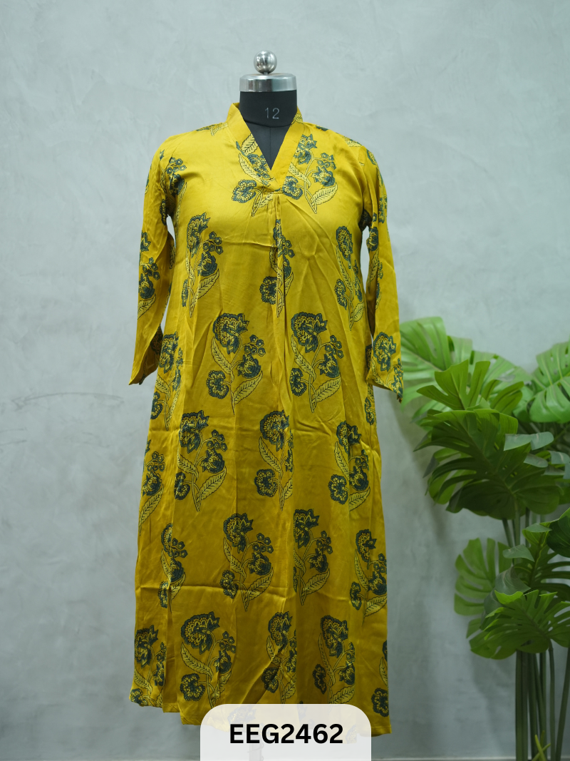 MODAL AJRAKH PRINT KURTI WITH PLEATS