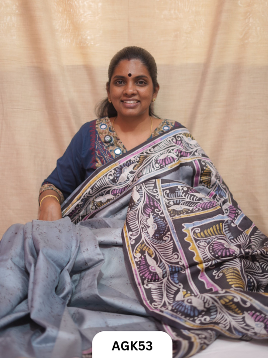 Premium Murshidabad 3-Ply Silk Hand Batik Saree – Silk Mark Certified