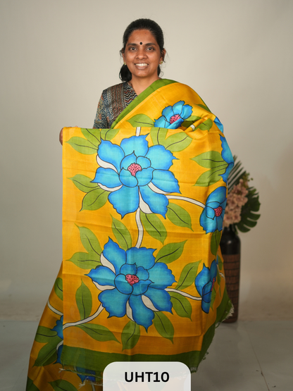 PURE MURSHIDABAD HANDPAINTED SAREE - PARTLY PALLU