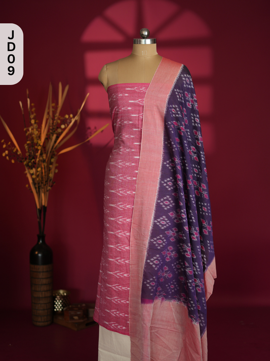 Double Ikkat Cotton with Mercerised Cotton Dupatta