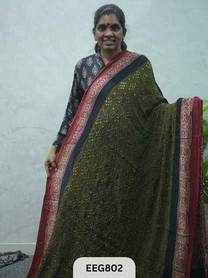MODAL AJRAKH BANDHEJ SAREE