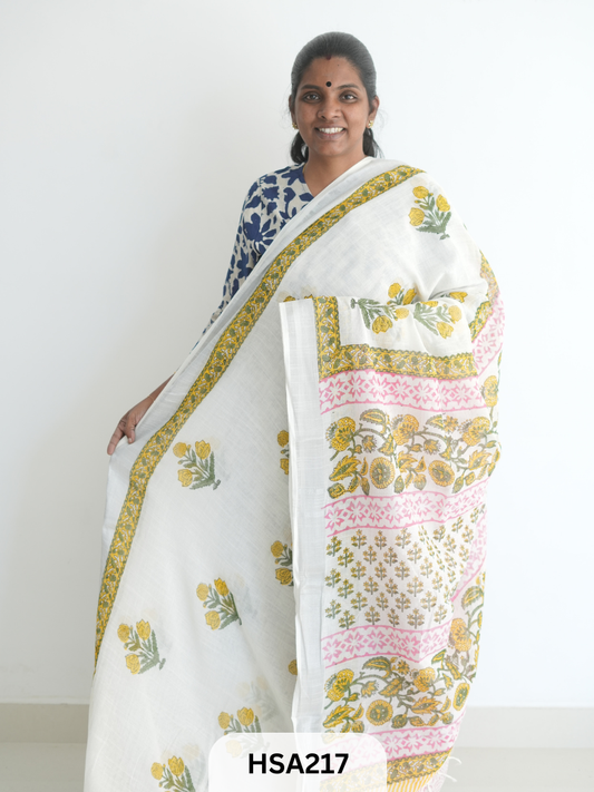 LENIN COTTON HANDBLOCK PRINTED SAREE