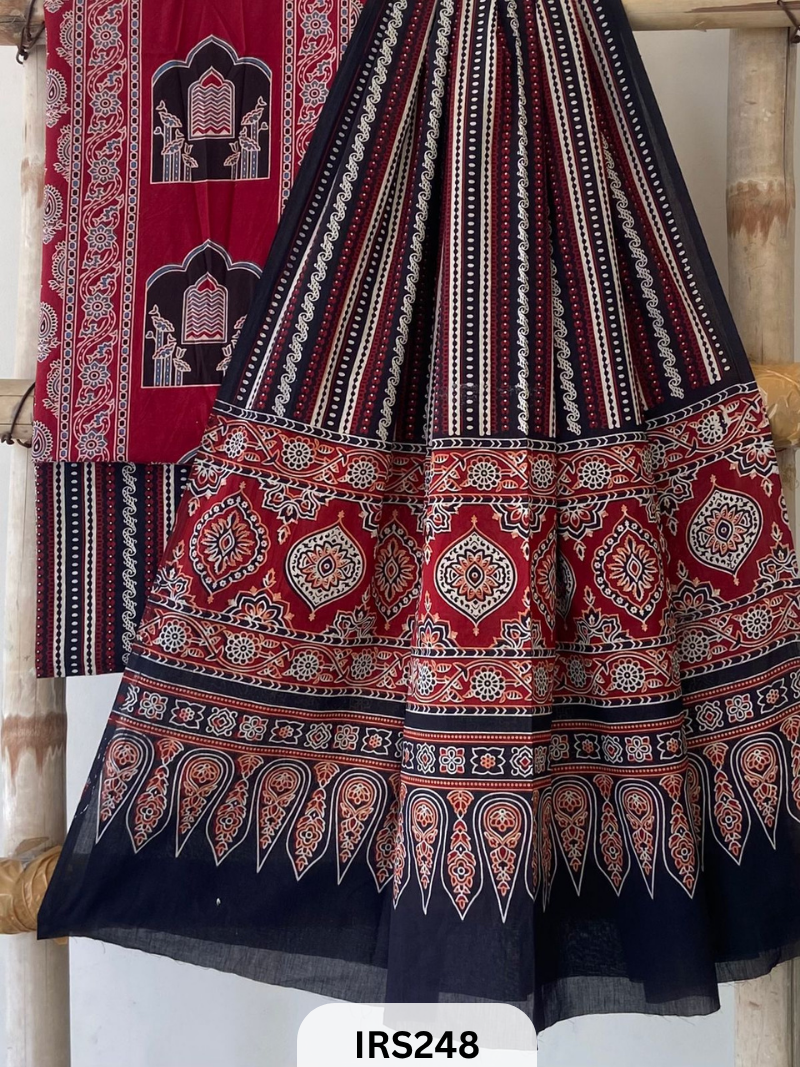PURE COTTON FABRIC WITH AJRAKH PRINT DESIGNER SALWAR SUIT WITH AJRAKH PRINT BOTTOM