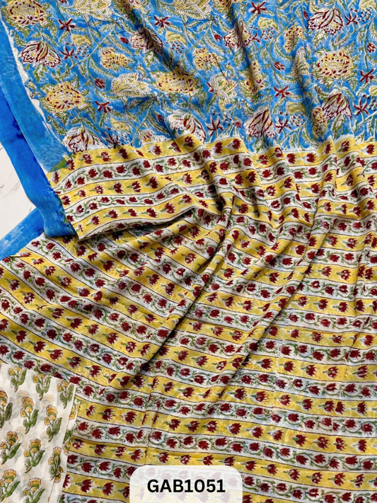 Premium Hand Block Printed Georgette Sarees with Blouse