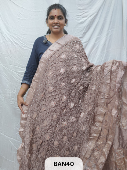PURE RAW SILK WITH MEENAKARI BUTTA BANDHINI SAREE