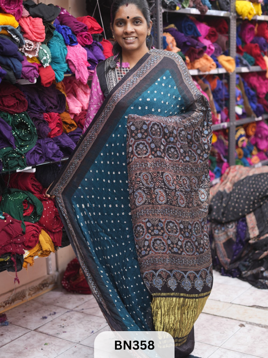 MODAL AJRAKH SILK - HAND BANDHINI | LAGDI PATTTA