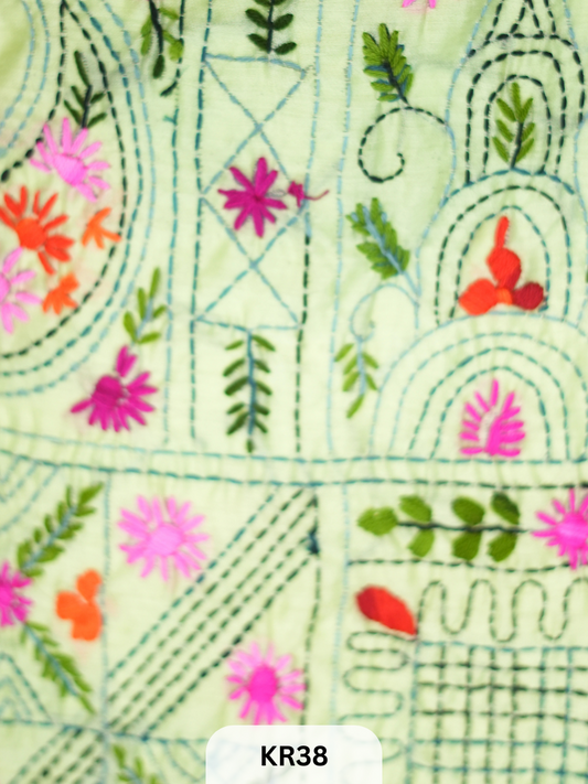 DUPION SILK WITH PURE HAND KANTHA HEAVY