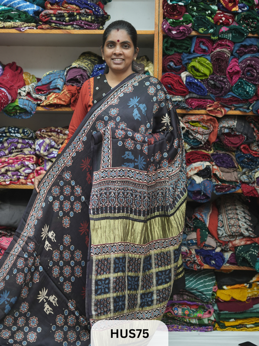 VISCOSE AJRAKH WITH GHARCHOLA PALLU