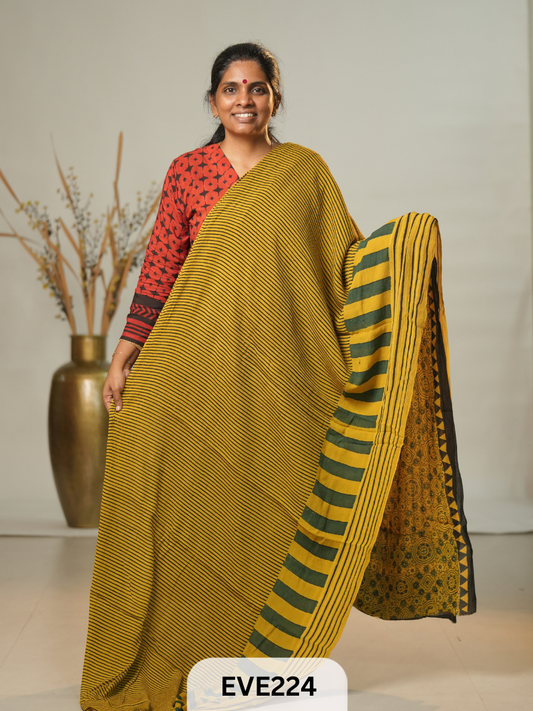 Chinon Chiffon Ajrakh Print Saree