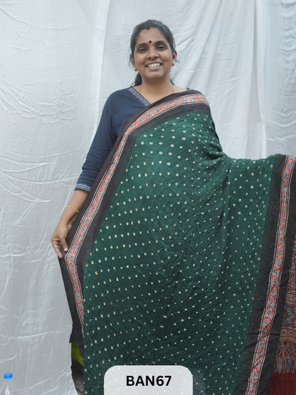 BANDHANI WITH AJRAKH SEMI GAJI SAREE