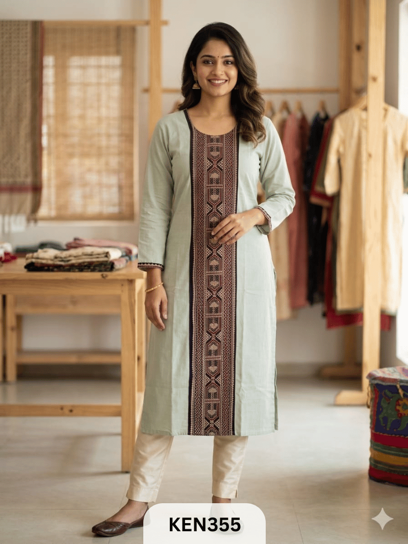 COTTON VEG PANEL KURTI - LENGTH 42