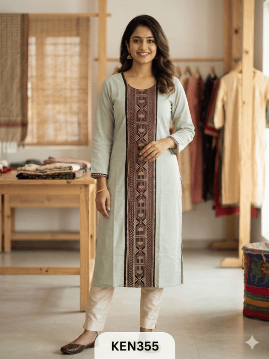 COTTON VEG PANEL KURTI - LENGTH 42
