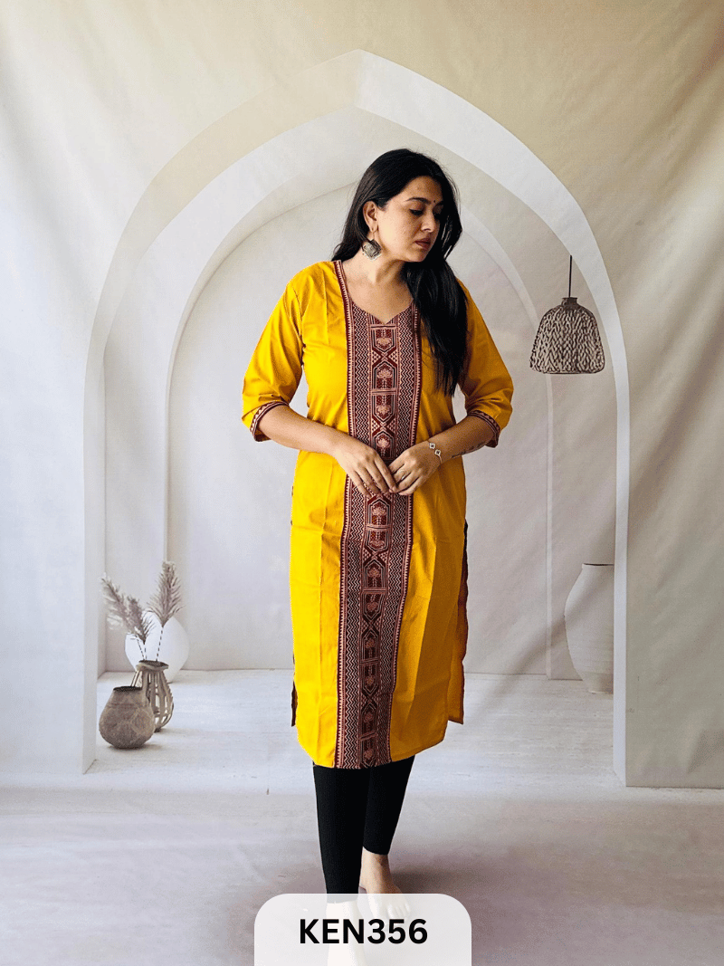 COTTON VEG PANEL KURTI - LENGTH 42